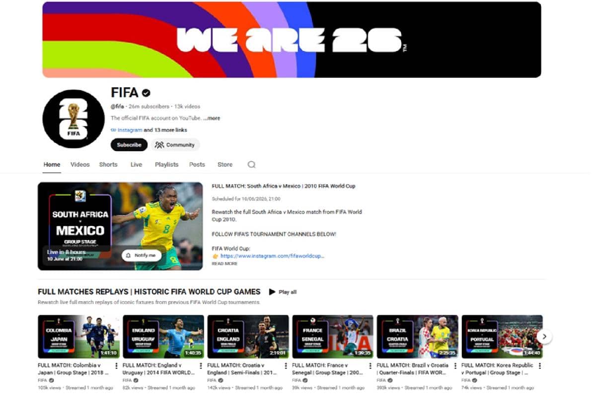 kanal YouTube resmi FIFA