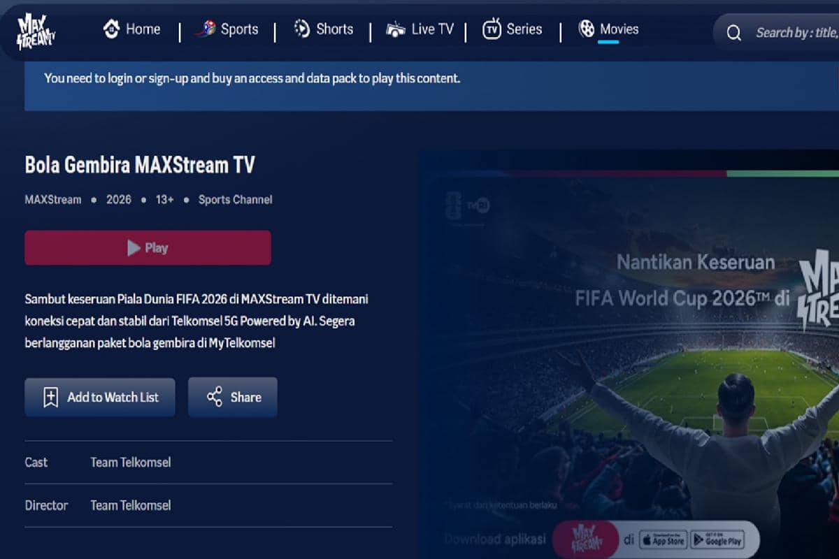 Piala Dunia 2026 di MAXstream TV