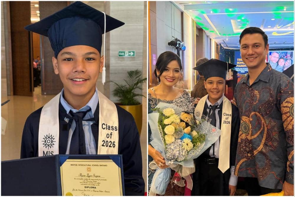 8 Potret Arjuna Anak Titi Kamal dan Christian Sugiono Lulus SD, Gagah