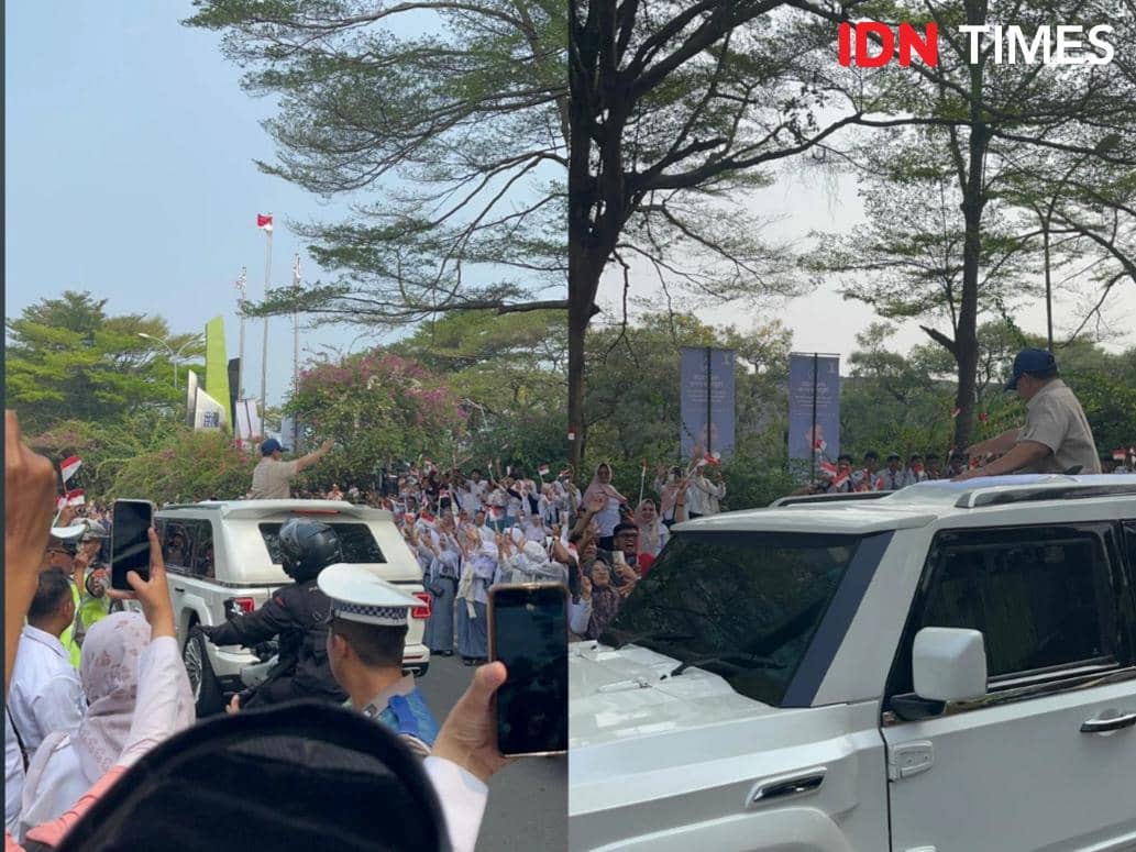 Hadiri Munas HIPMI 2026, Prabowo Sapa Warga dari Sunroof Maung Garuda
