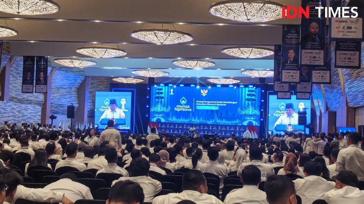 Presiden RI Prabowo Subianto menyampaikan sambutan saat membuka Munas HIPMI 2026