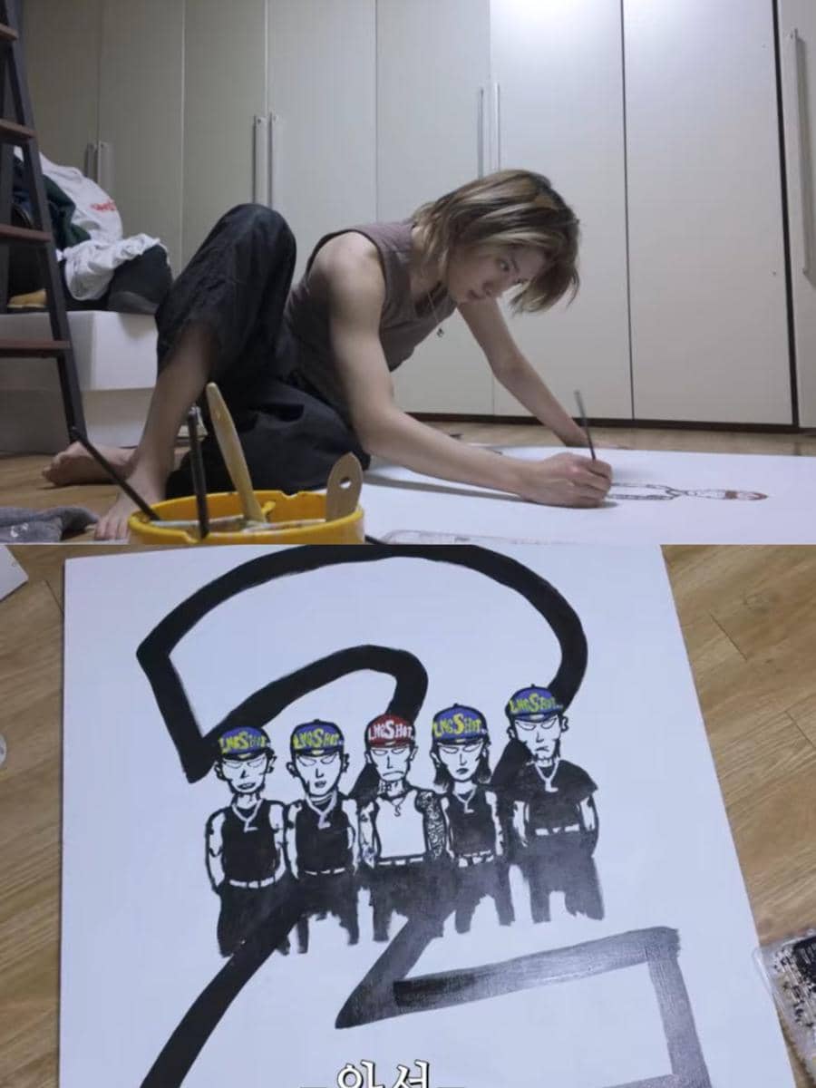 Woojin LNGSHOT dan hasil ilustrasi cover mixtape 4SHOBOIZ Vol. 2: 4SHOVILLE