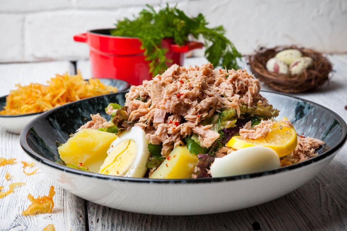 ilustrasi tuna salad, ikan tuna
