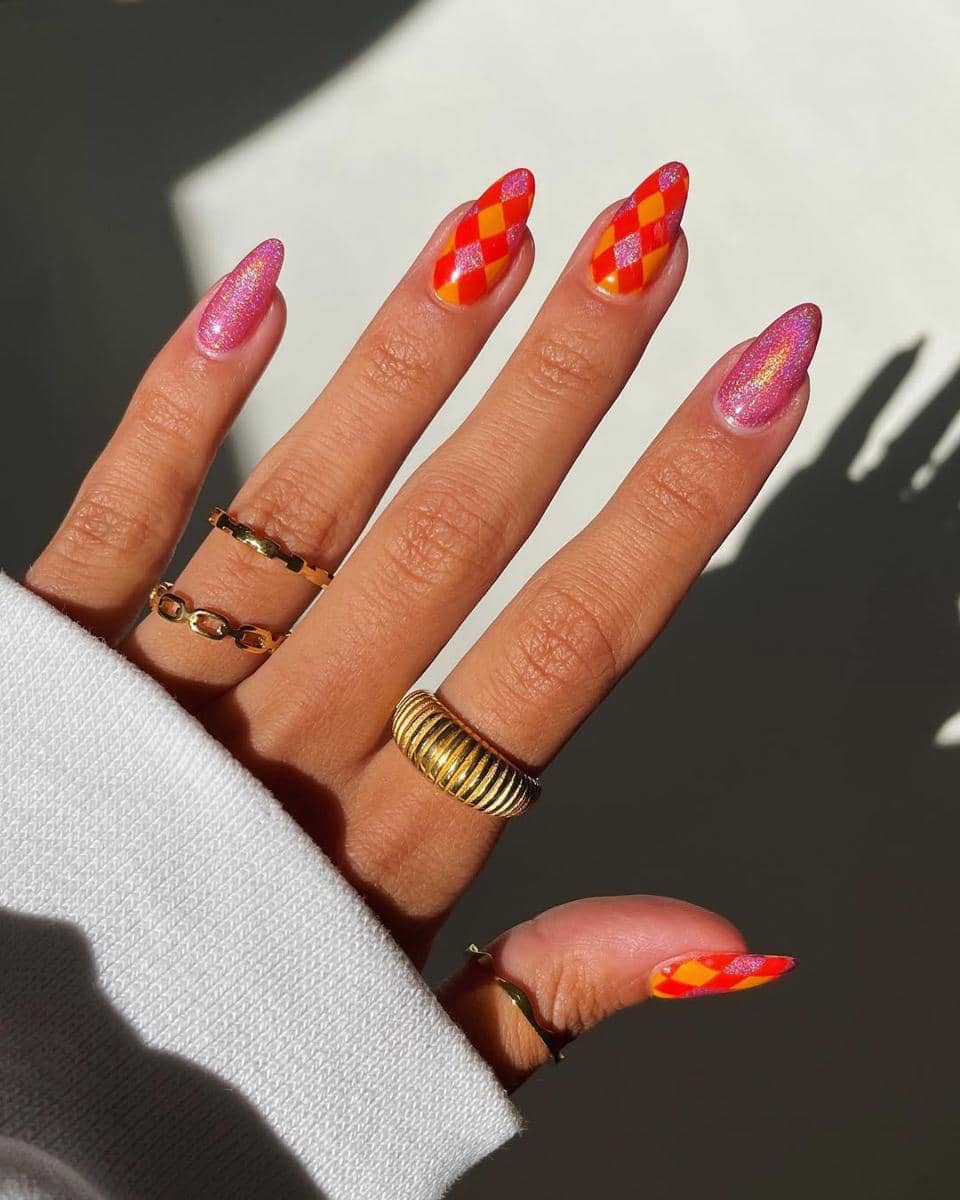 inspirasi nail art motif argyle