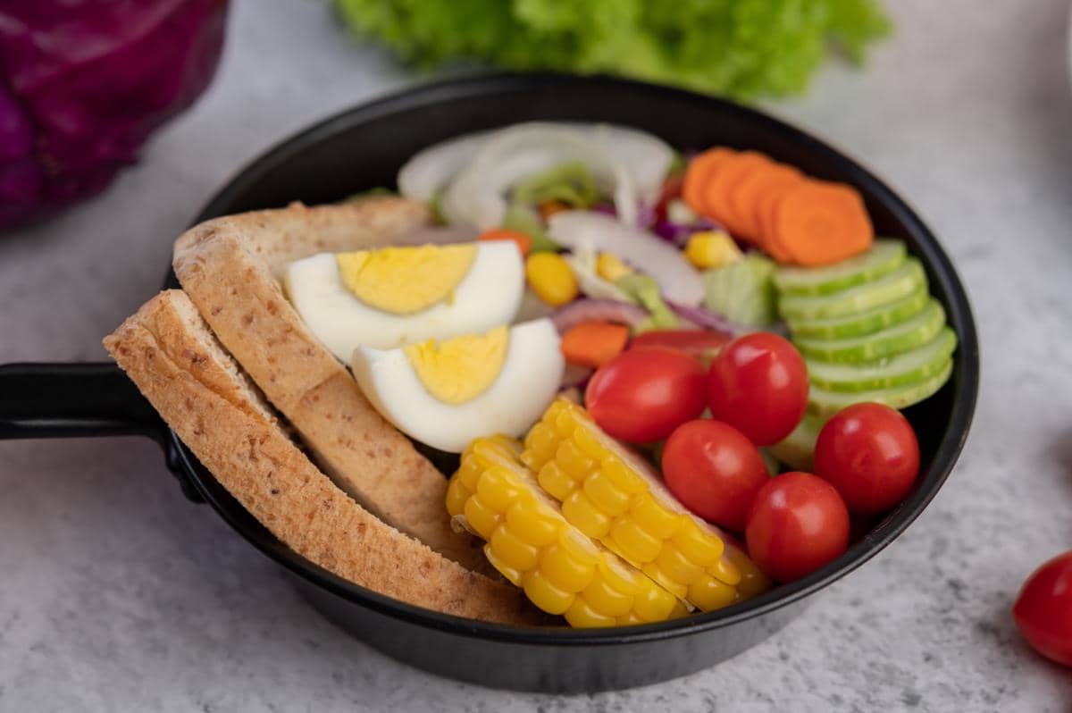 ilustrasi menu makan vegetarian lacto-ovo