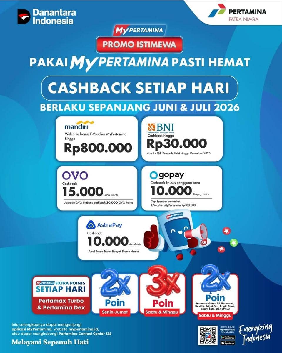 MyPertamina Tebar Cashback dan Bonus Poin hingga Juli 2026