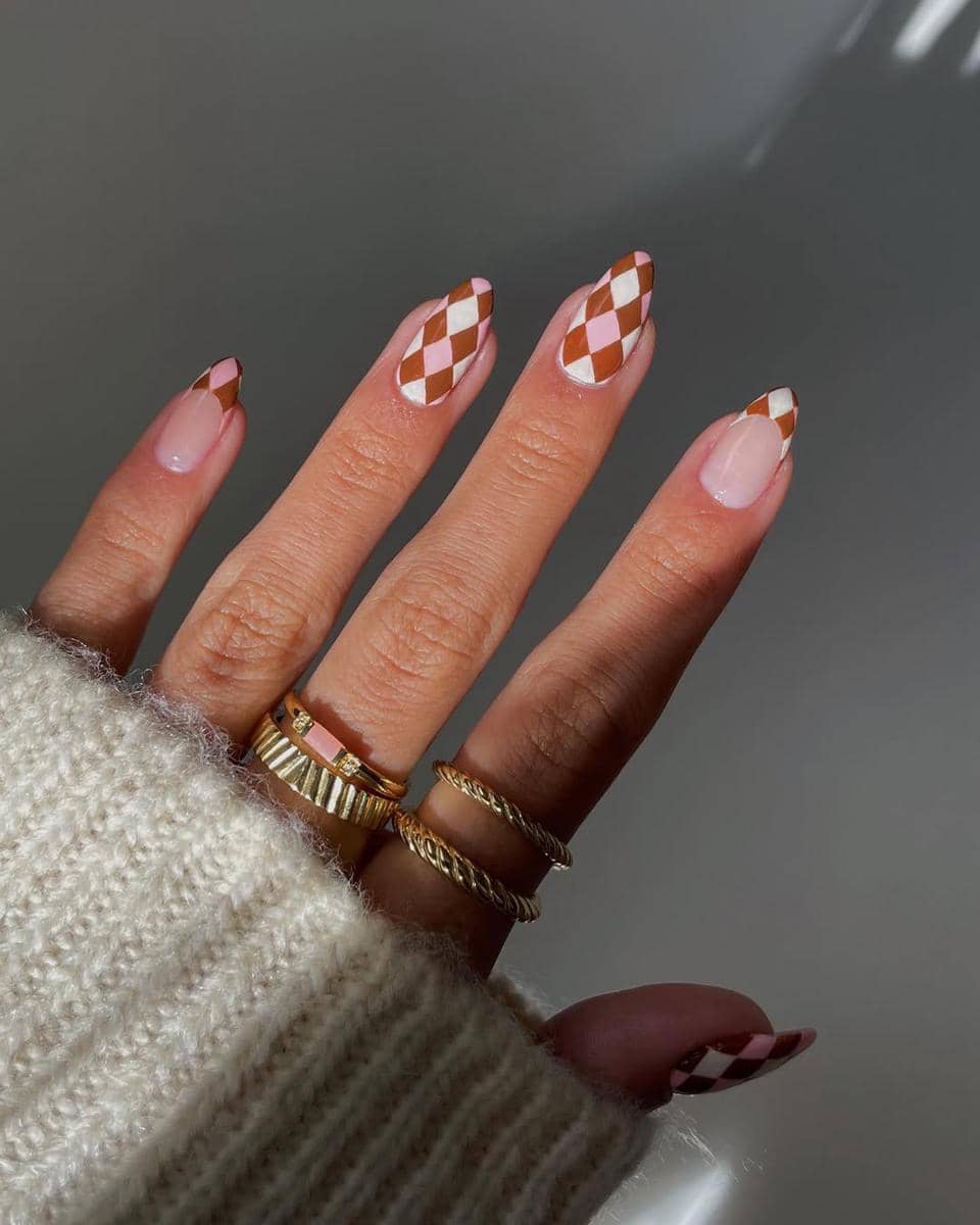 inspirasi nail art motif argyle