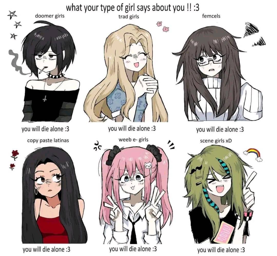 meme anime tentang tipe cewek