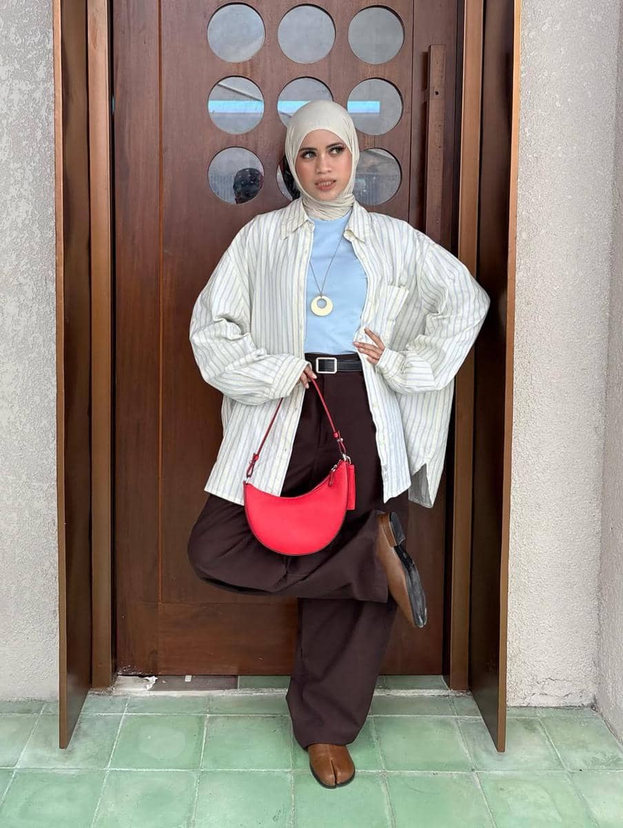 OOTD Celana Cokelat ala Aisyah Ibrahim