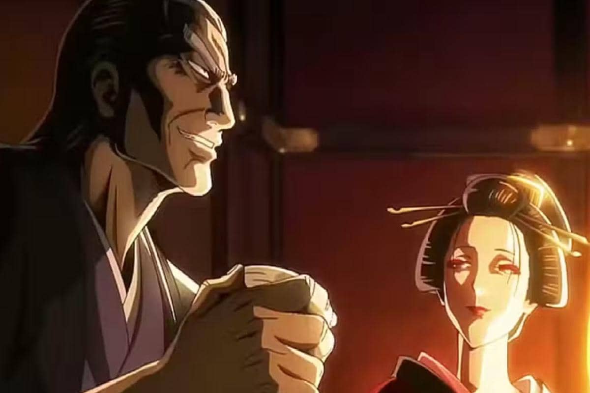 Housen minum bersama oiran yang ia pekerjakan