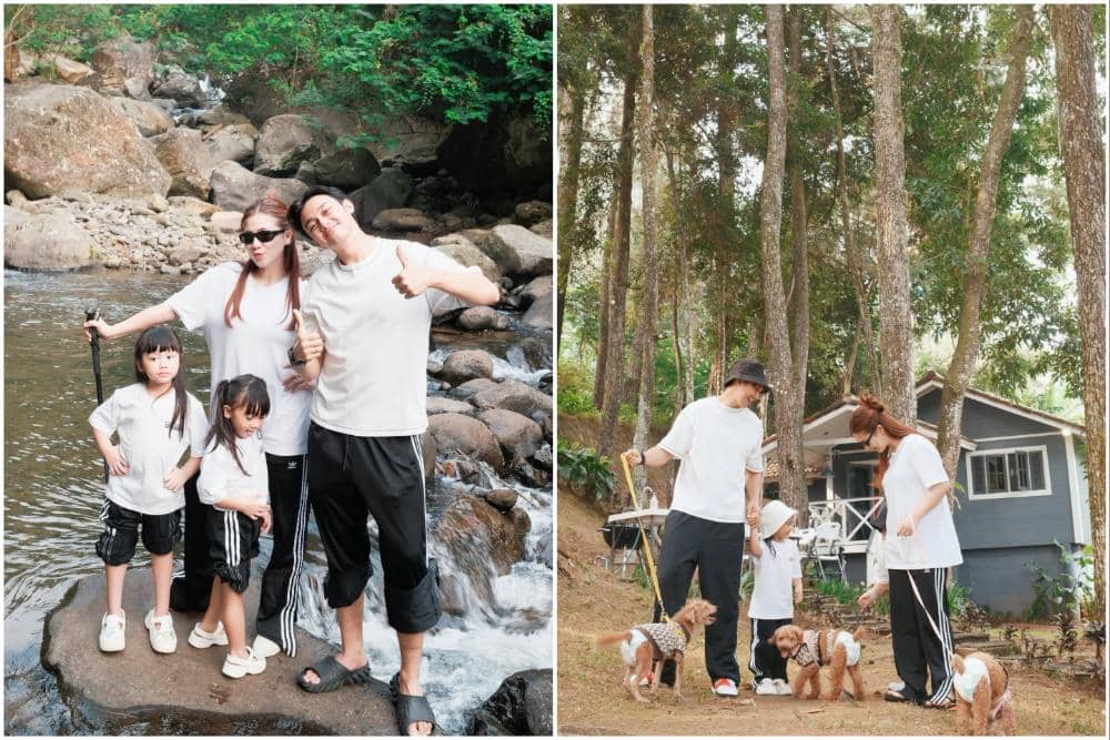9 Potret Keluarga Felicya Angelista Hiking di Sentul, Main di Sungai!