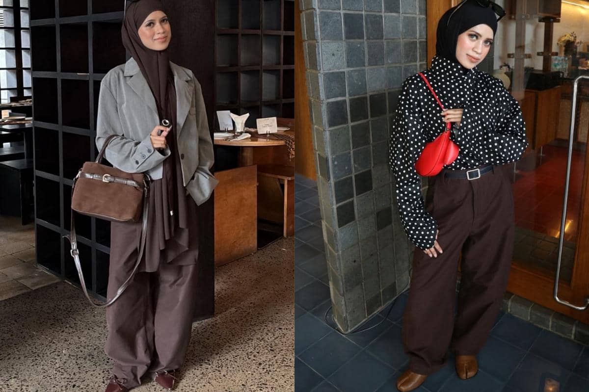 7 Ide Padu Padan Celana Cokelat ala Aisyah Ibrahim, Estetik!