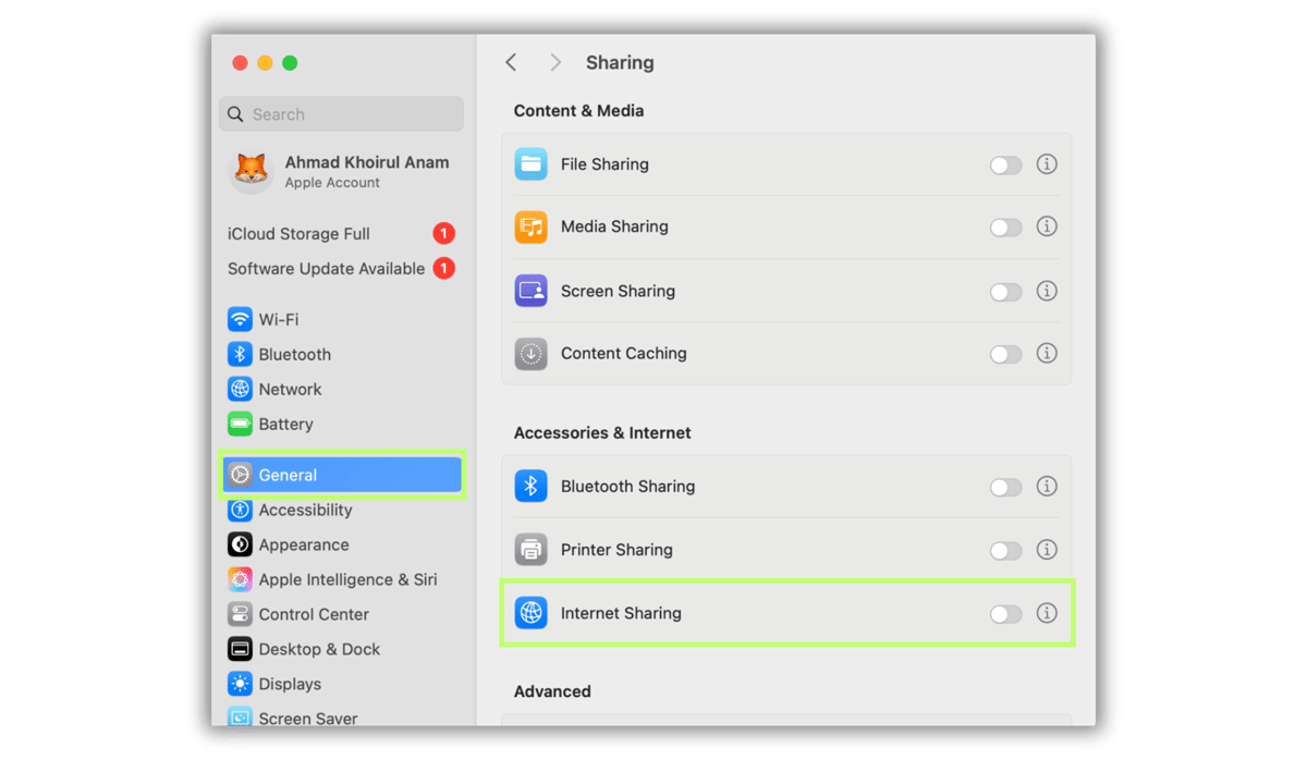 cara bagi WiFi di MacBook