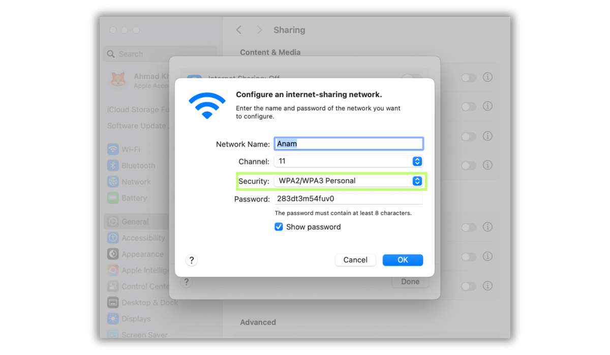 cara bagi WiFi di MacBook