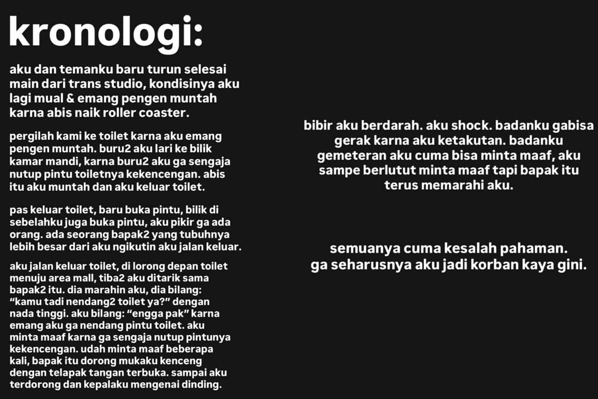 Kronologi Muzakky Ramdan alami kekerasan di toilet umum