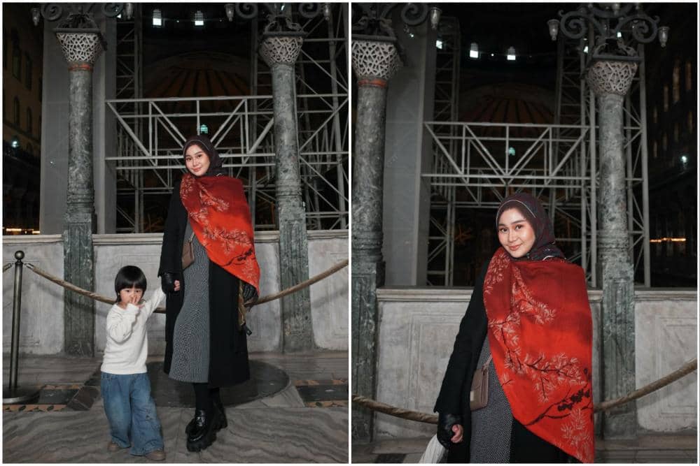7 Potret Denise Chariesta dan Buah Hati ke Hagia Sophia, Turki