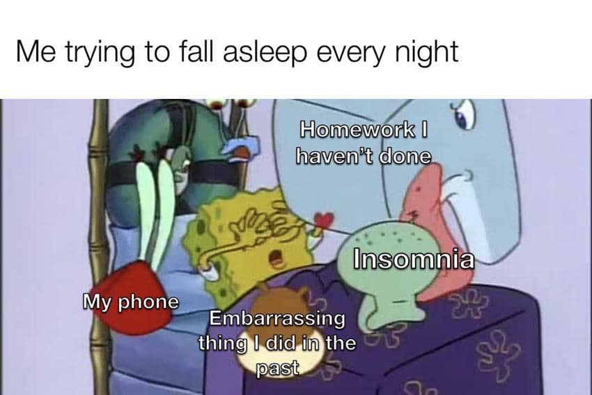 8 Meme SpongeBob tentang Momen Memalukan, Teringat pas Mau Tidur