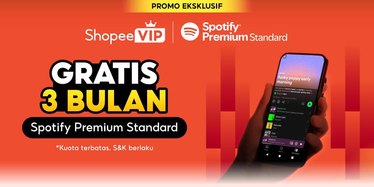 Kolaborasi Shopee VIP x Spotify: Dengerin Musik Bebas Iklan, Caranya?