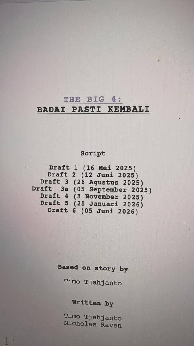 bocoran dari Timo Tjahjanto soal The Big 4: Badai Pasti Berlalu