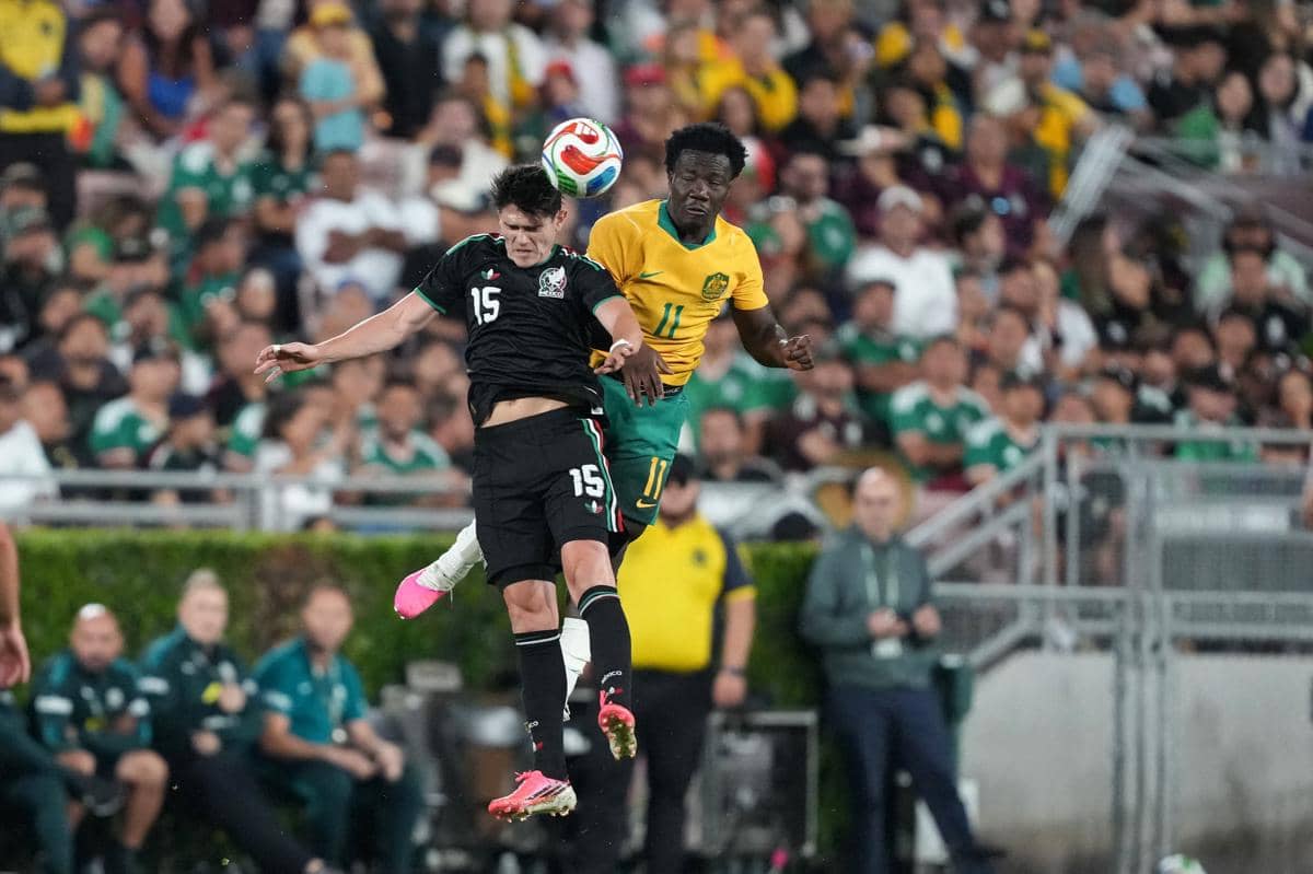 Pemain Australia merayakan gol saat melawan Turki di Grup D Piala Dunia 2026.