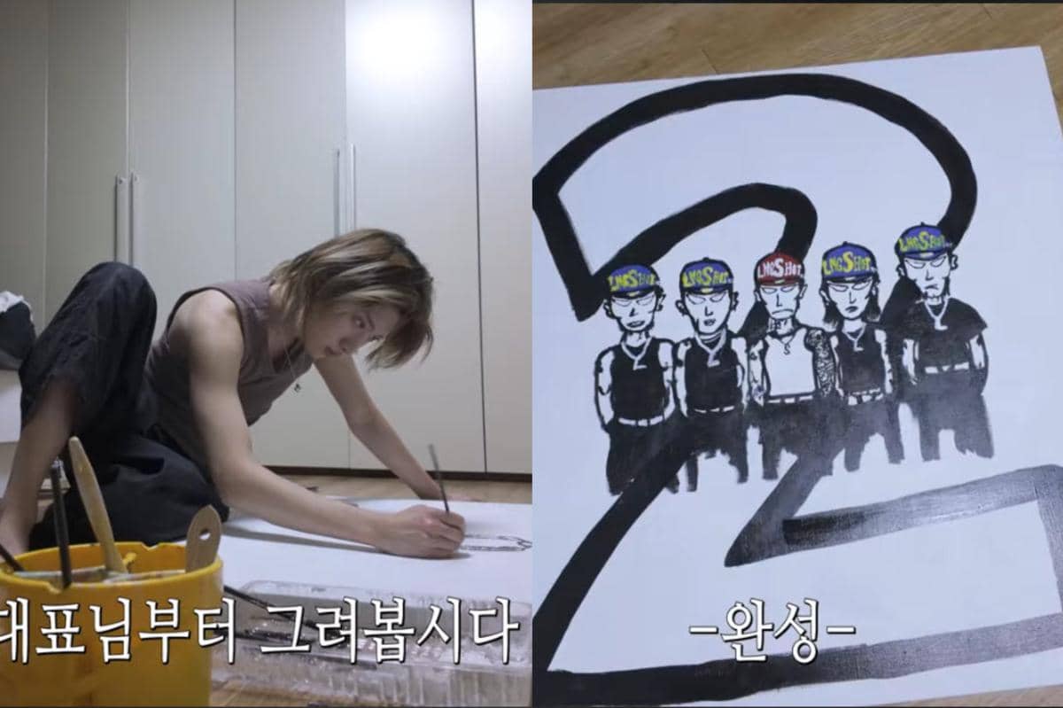 Woojin LNGSHOT dan ilustrasi cover mixtape 4SHOBOIZ Vol. 2: 4SHOVILLE