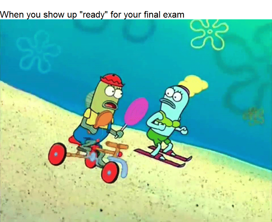 meme SpongeBob tentang ujian akhir