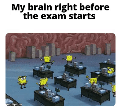 meme SpongeBob tentang ujian akhir