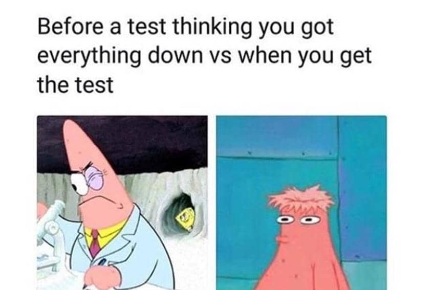 8 Meme SpongeBob tentang Ujian Akhir, Suka Blank Sendiri