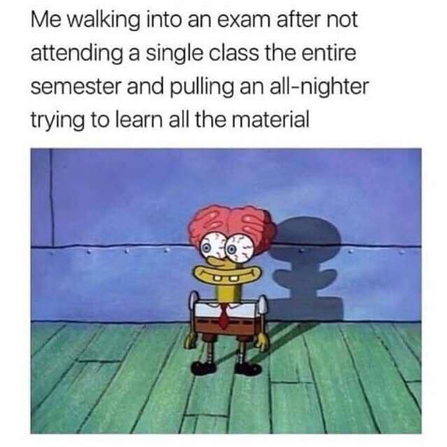 meme SpongeBob tentang ujian akhir