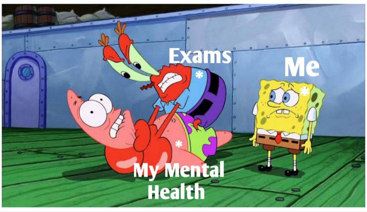 meme SpongeBob tentang ujian akhir