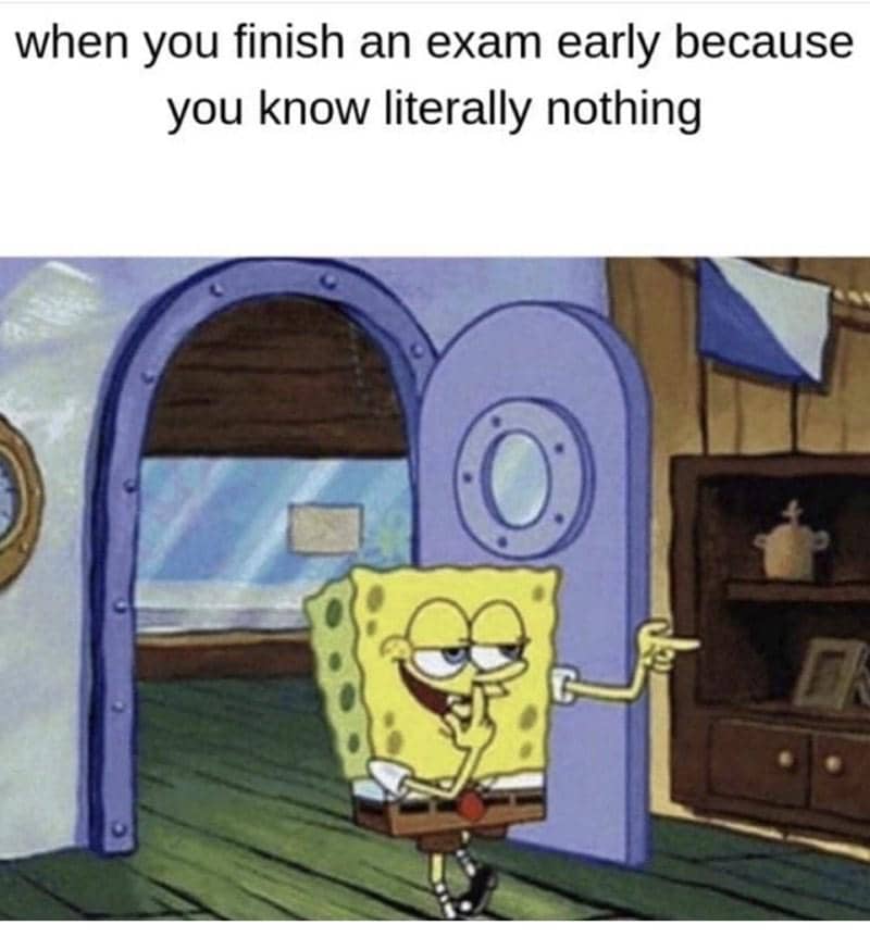 meme SpongeBob tentang ujian akhir