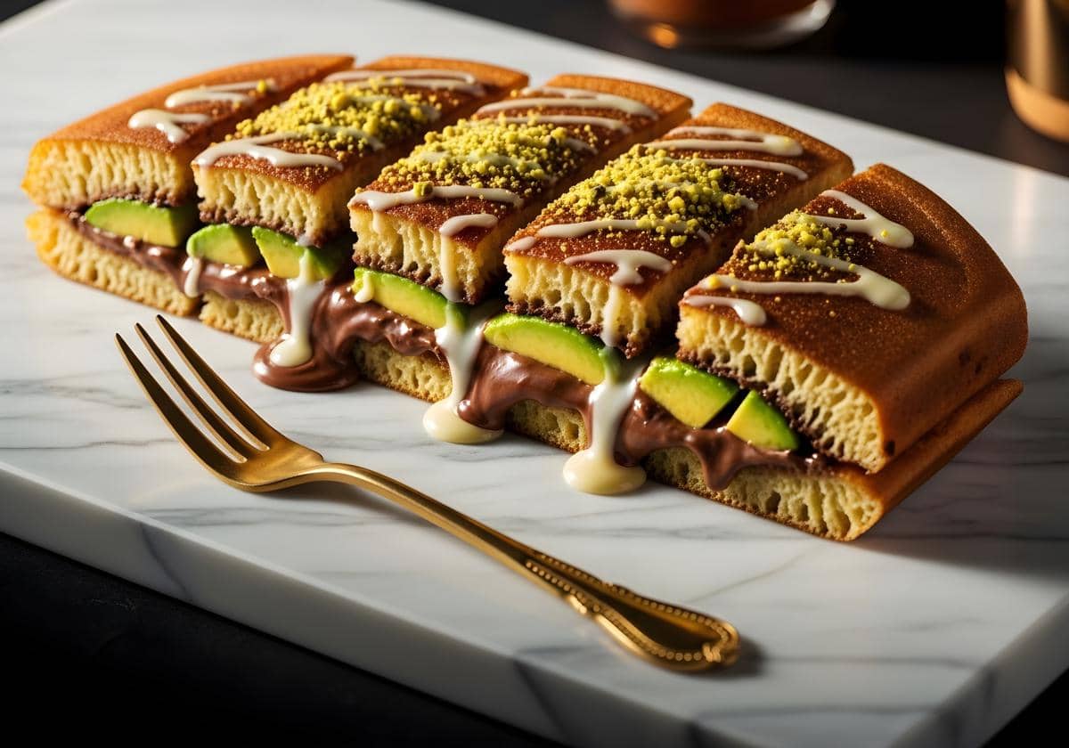 ilustrasi variasi martabak manis dengan topping alpukat