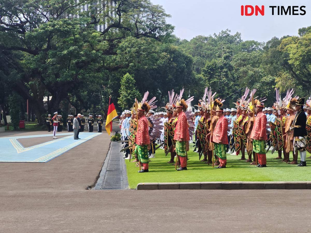 Prabowo Sambut Kedatangan Presiden Jerman di Istana Merdeka