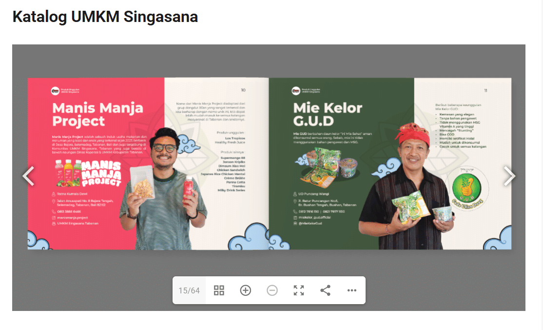 Tangkapan layar e-Katalog Jayaning Singasana Tabanan