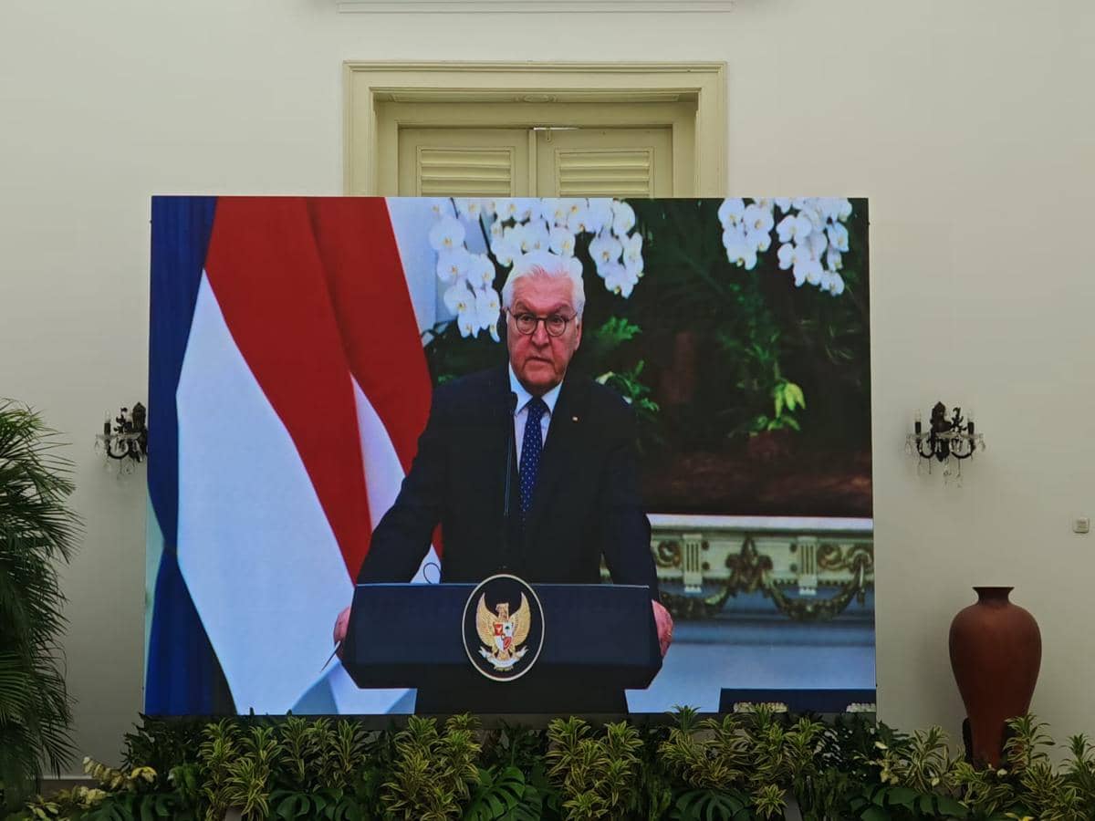 Presiden Jerman, Frank Walter Steinmeier, di Istana Merdeka, Jakarta, Senin (15/6/2026).
