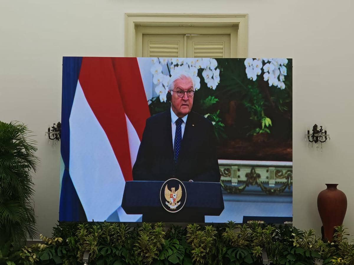 Presiden Jerman, Frank Walter Steinmeier, di Istana Merdeka, Jakarta, Senin (15/6/2026).