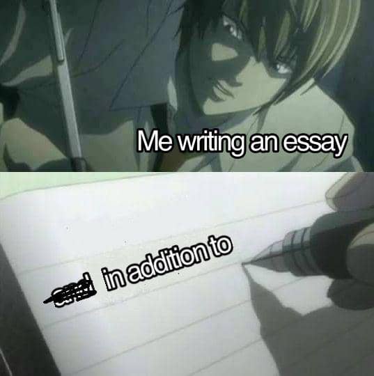 meme anime tentang menulis esai