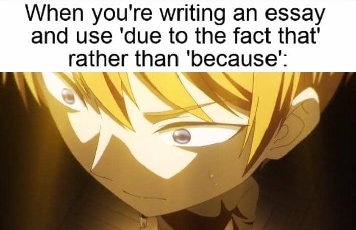 meme anime tentang menulis esai