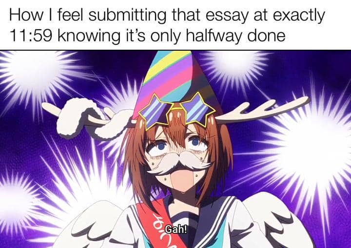 meme anime tentang menulis esai