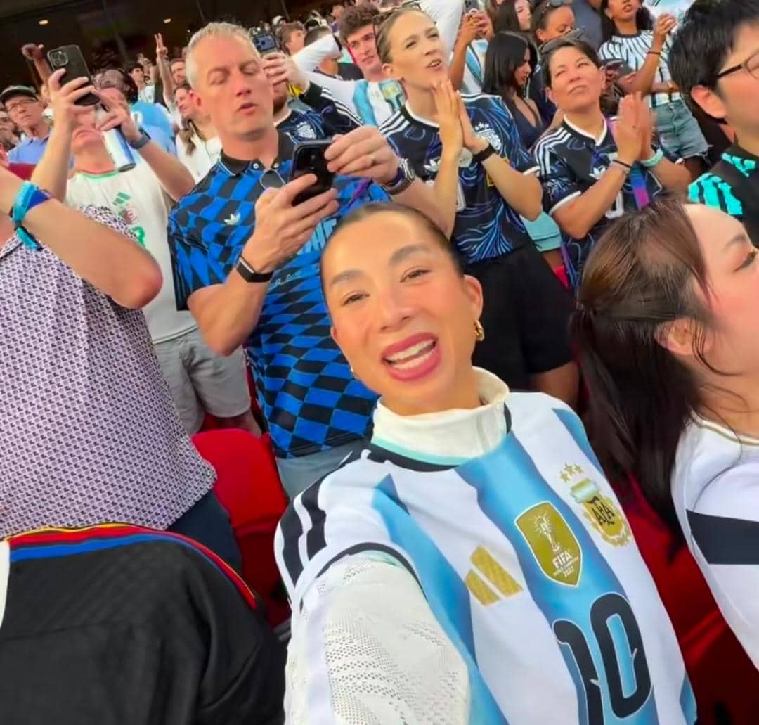 potret Jennifer Bachdim nonton pertandingan Argentina vs Aljazair di Piala Dunia 2026
