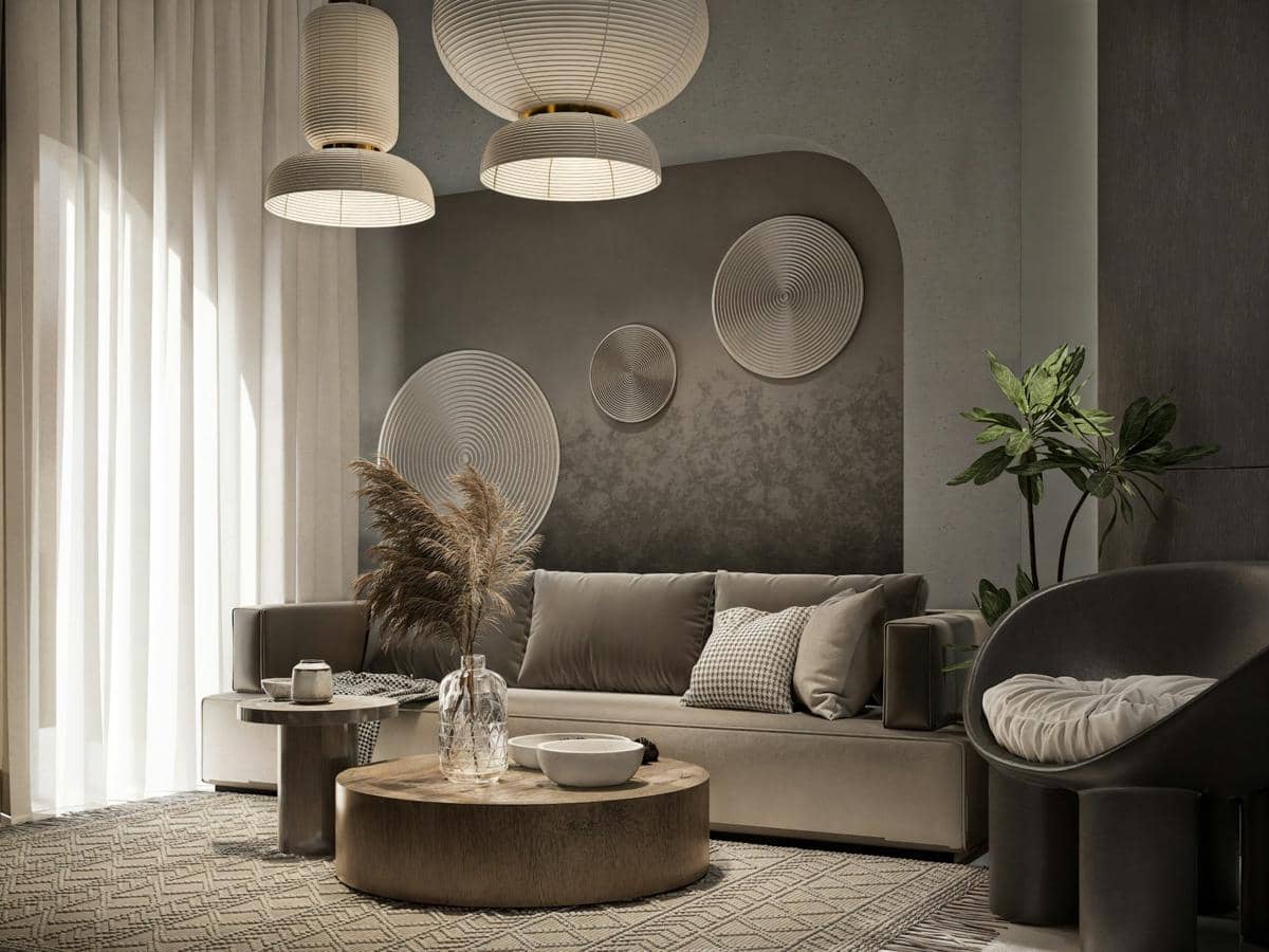 ilustrasi ruangan beige stone