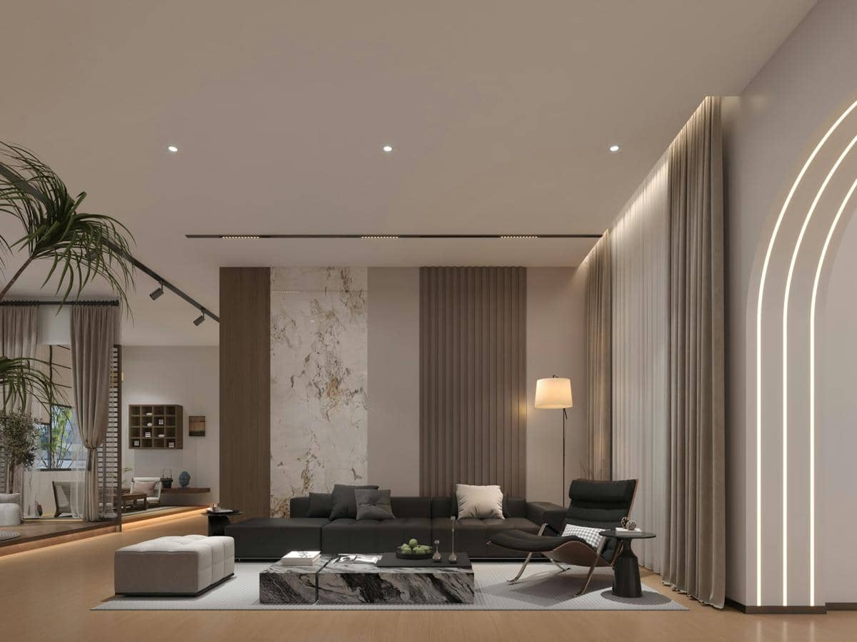 ilustrasi ruangan beige stone