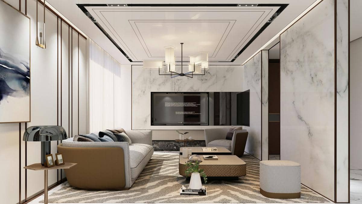 ilustrasi ruangan beige stone