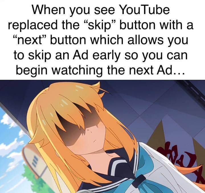 meme anime tentang iklan YouTube