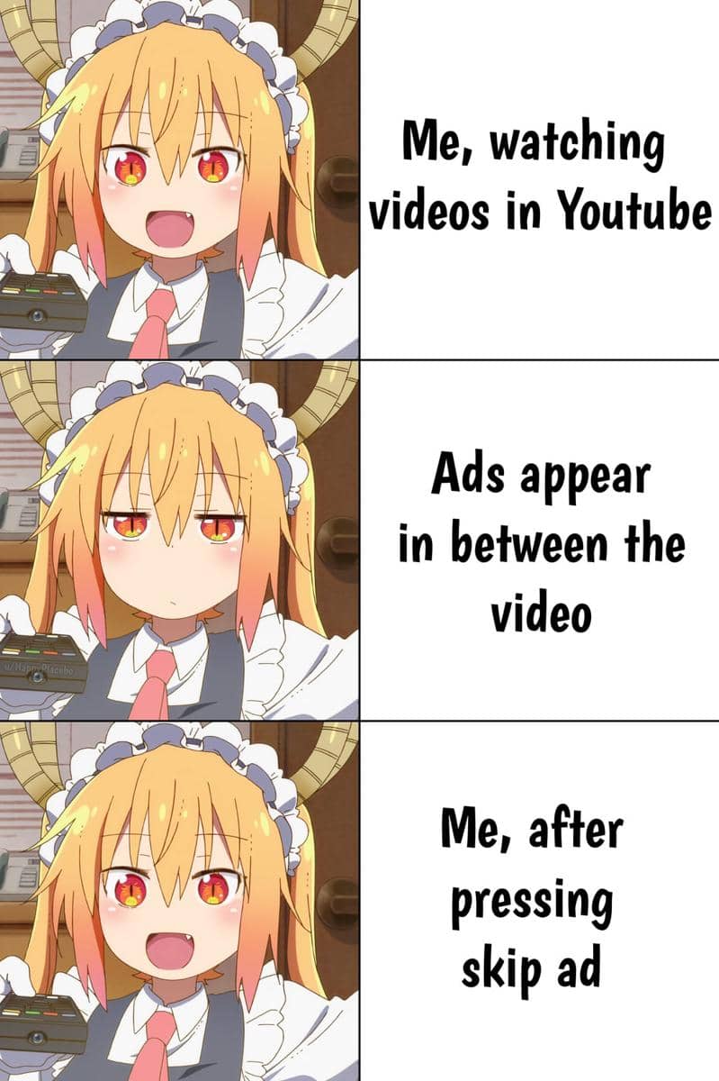 meme anime tentang iklan YouTube
