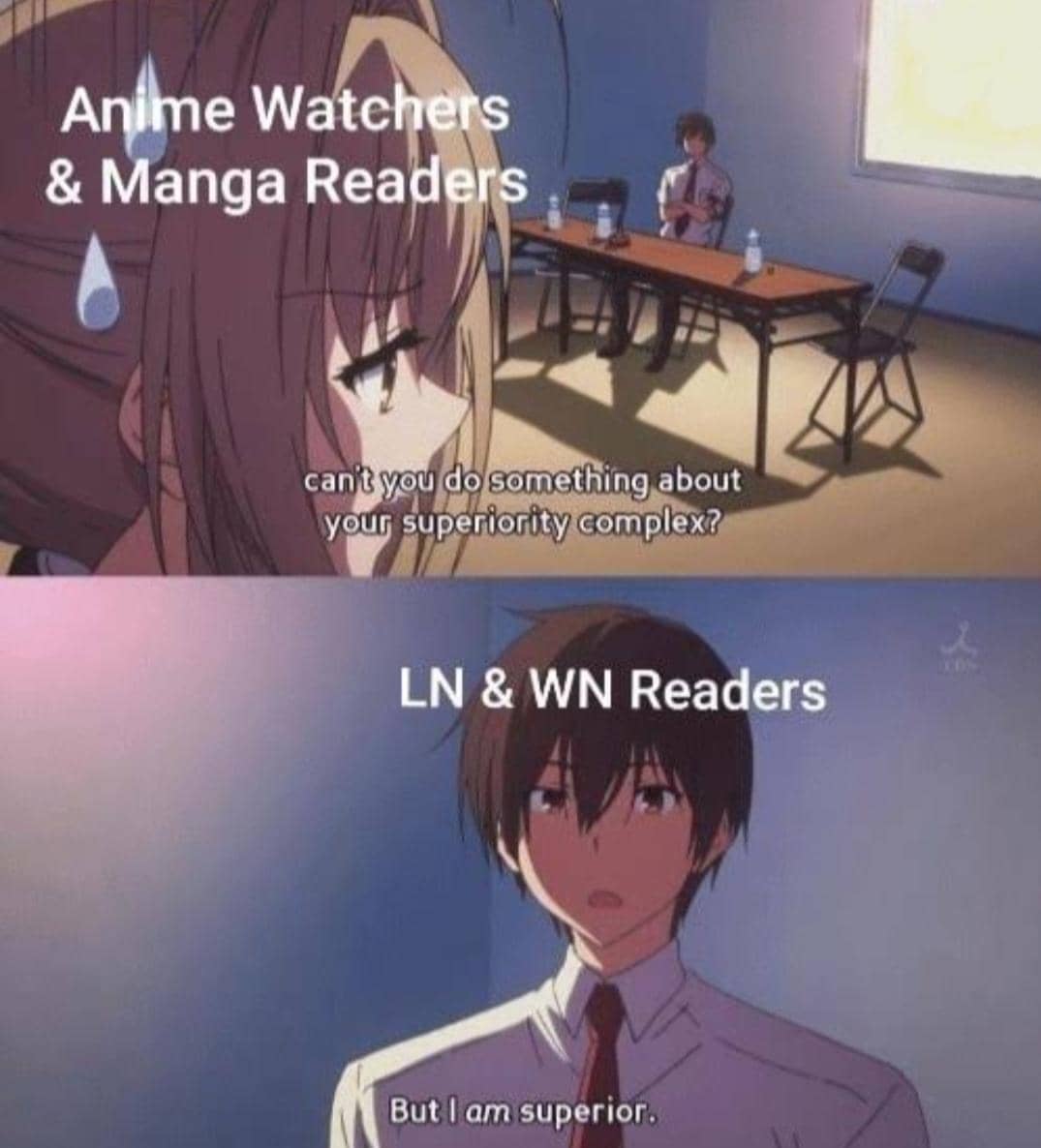 meme anime tentang pembaca light novel