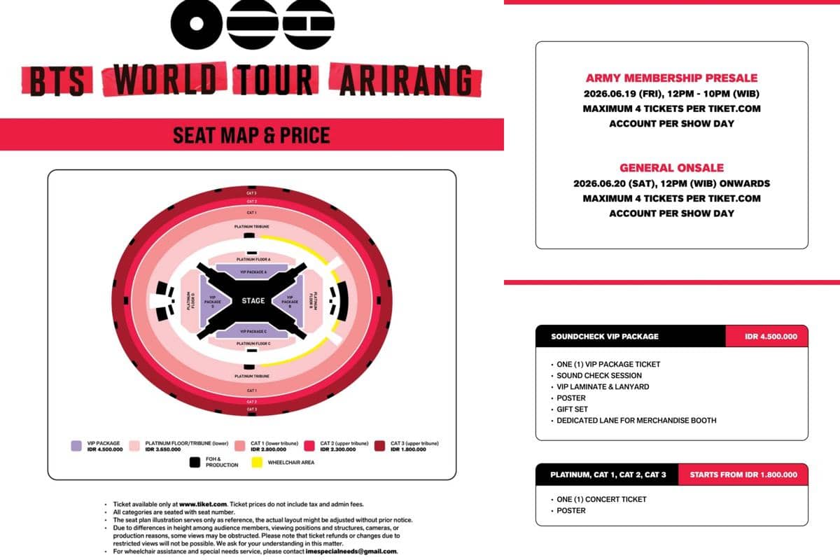 Kapan jadwal war tiket BTS ARIRANG Jakarta 2026 Add Show
