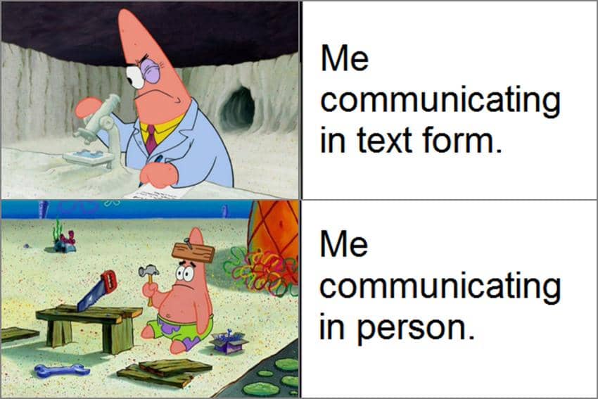 8 Meme SpongeBob tentang Komunikasi, Malah Diomongin di Belakang