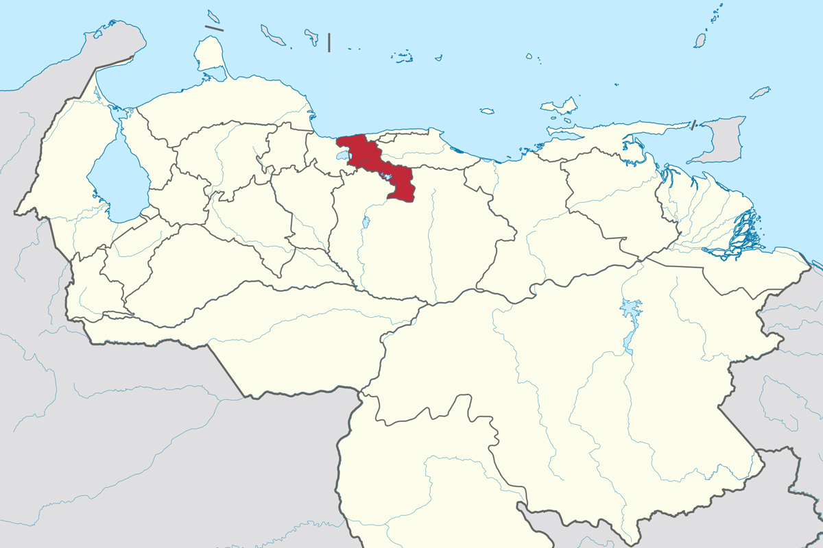 Peta wilayah Aragua, Venezuela. 