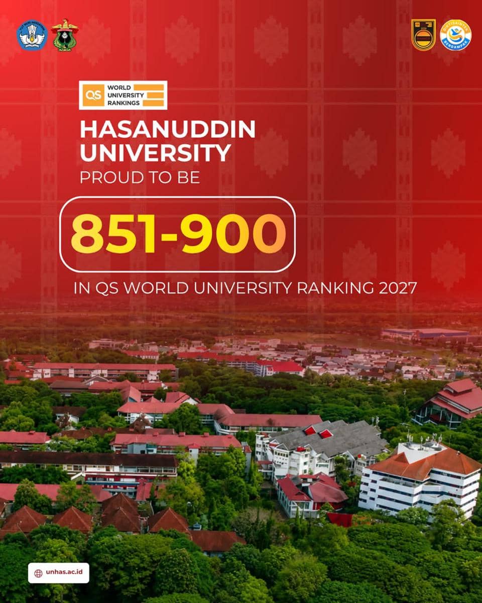 Universitas Hasanuddin masuk dalam jajaran kelompok peringkat 851-900 (peringkat 861 dunia) dalam pemeringkatan QS World University Rankings